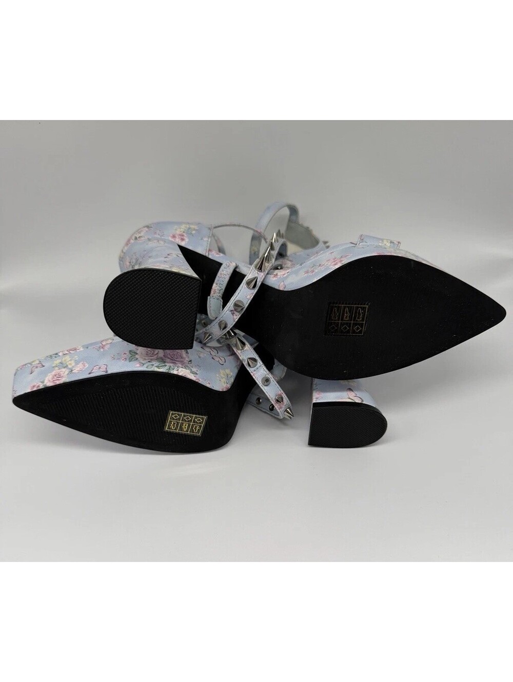 Sugar Thrillz Love and War Studded Floral Cottagecore Heels Fairy 8 NWOT *read* - Picture 7 of 9
